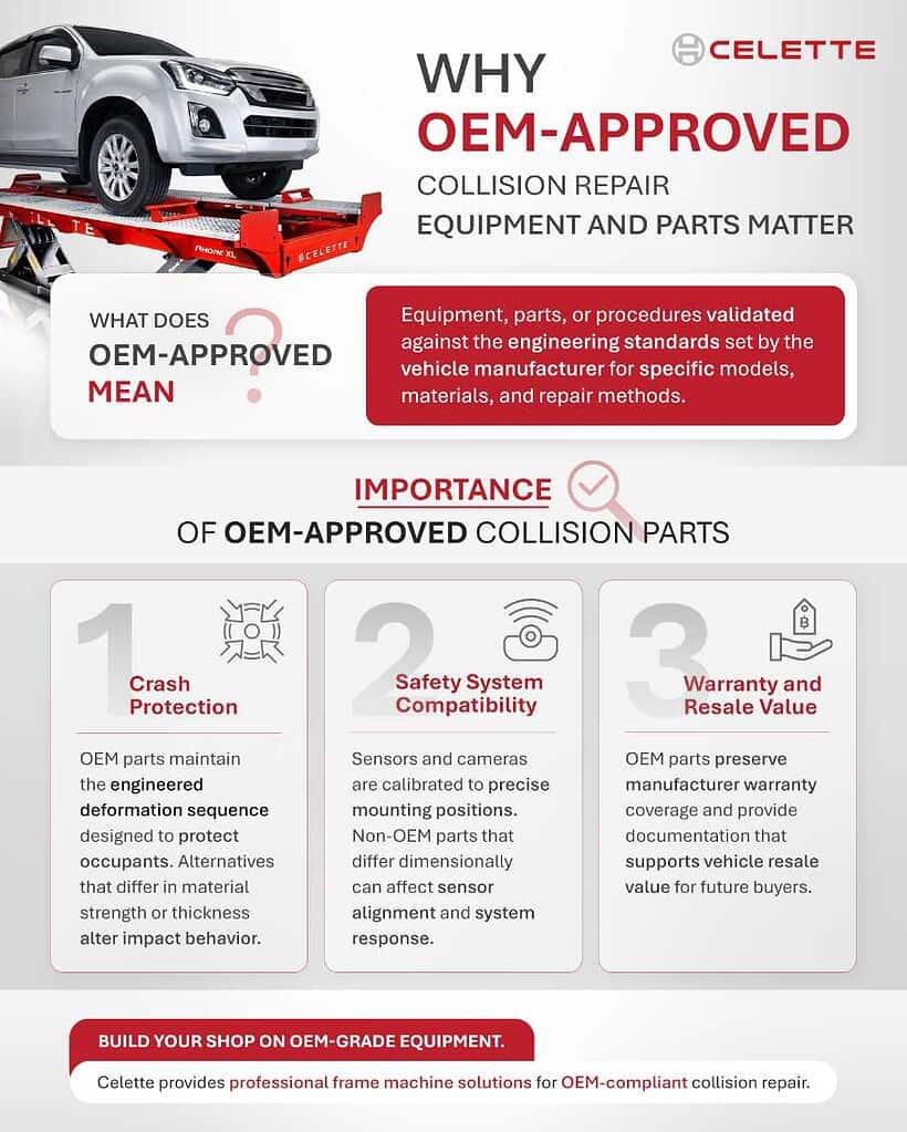The importance of OEM approved collision repair equipment and parts for body shops